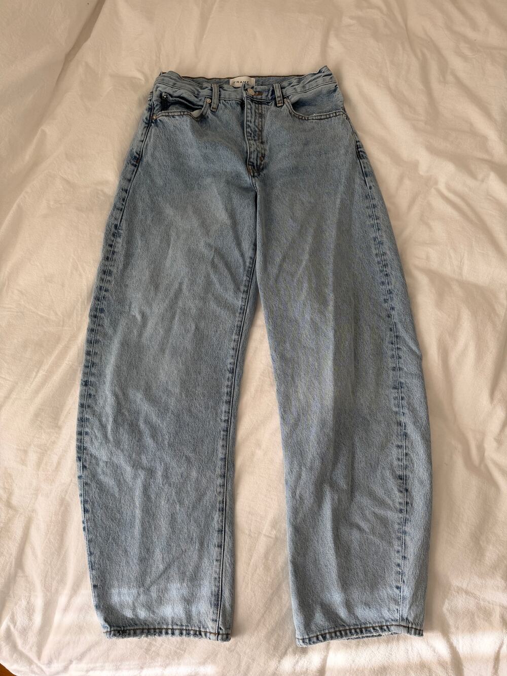 Frame Bubble Jeans Barrel Leg Light Wash Outlaw 26 $298